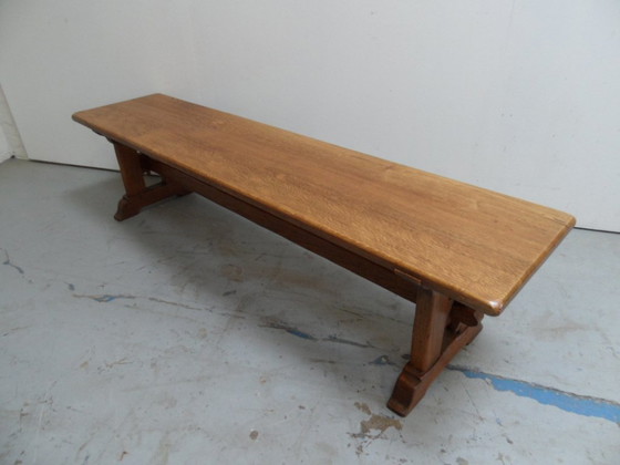 Image 1 of Brutalist Oak Bench 1960'S