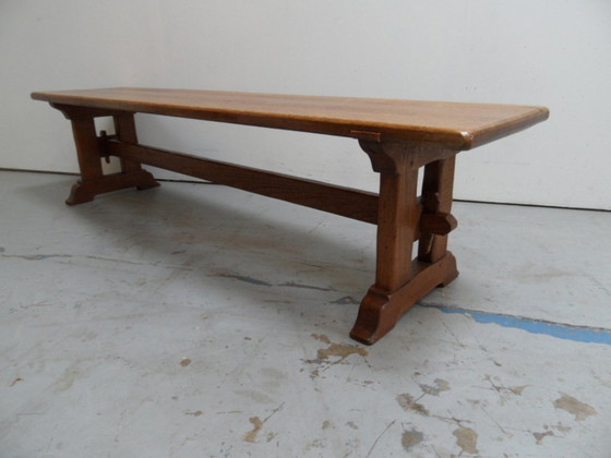 Image 1 of Brutalist Oak Bench 1960'S