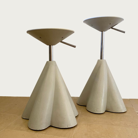 Image 1 of Rare Pair Of Philippe Starck Swivel Stools For Présence Paris/ L'Oréal 1989