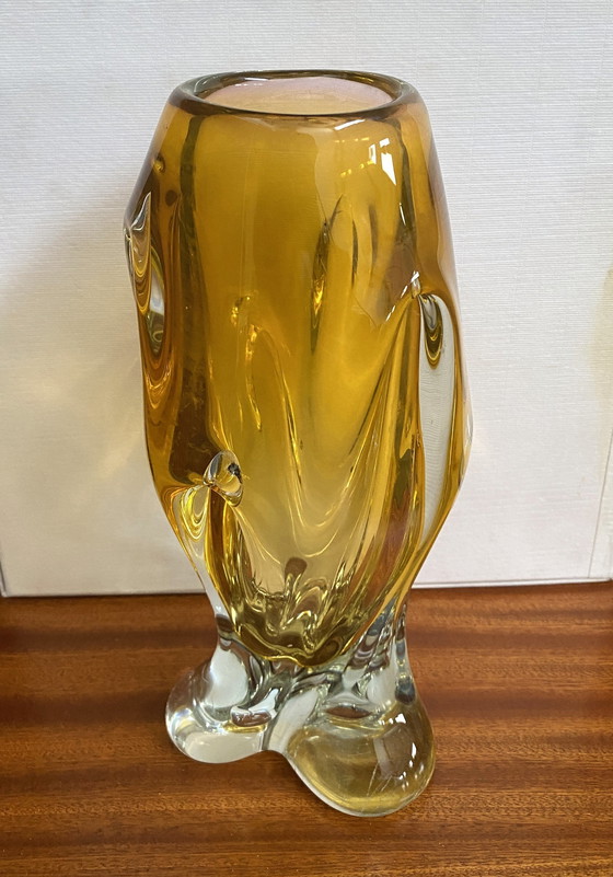 Image 1 of Yellow Heavy Vase By Beranek Czech-Republic 1970S