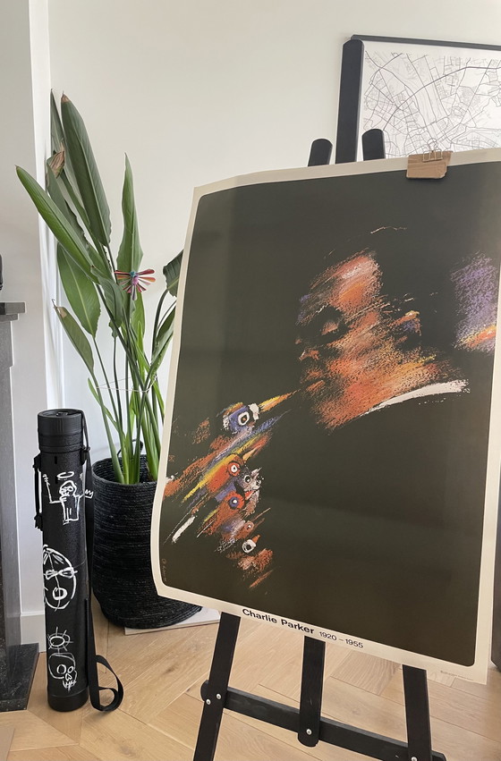 Image 1 of W. Swiezy (1931-2013), Charlie Parker 1920-1955. Manifesto vintage stampato nel 1985