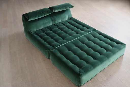 Le Bambole Bed In Velvet By Mario Bellini For B&B Italia, 1970S