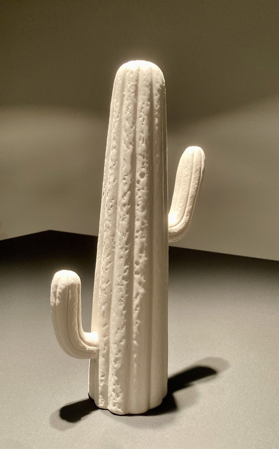 Image 1 of Decorative White Cactus Of Rough Glazed Ceramic