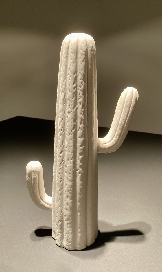 Image 1 of Decorative White Cactus Of Rough Glazed Ceramic