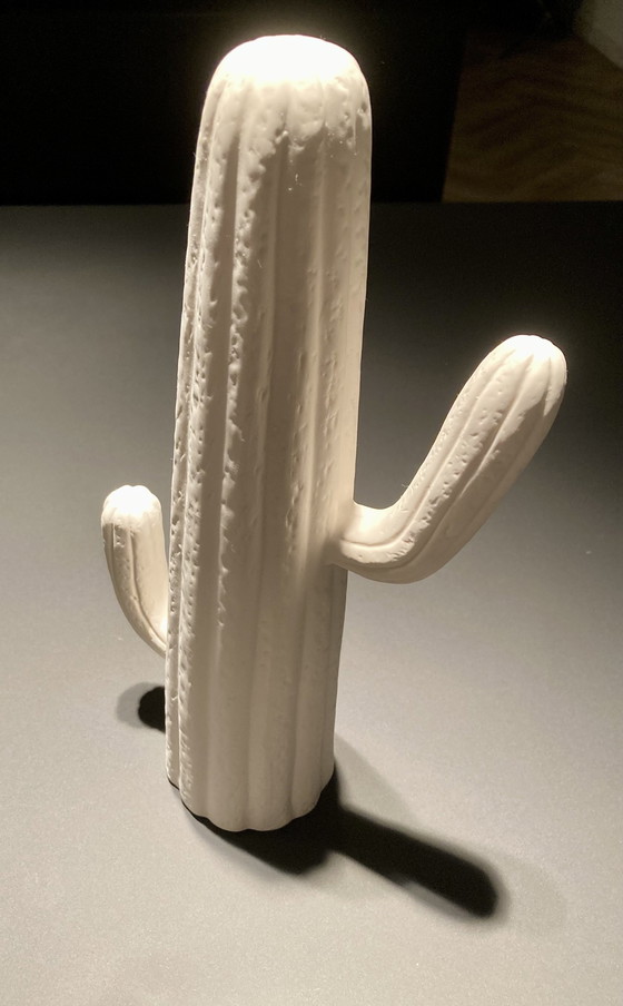 Image 1 of Decorative White Cactus Of Rough Glazed Ceramic