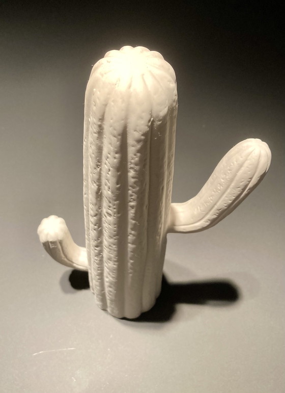 Image 1 of Decorative White Cactus Of Rough Glazed Ceramic