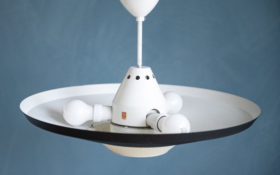 Image 1 of Lampada a sospensione vintage Philips in bianco e nero di Louis Kalff