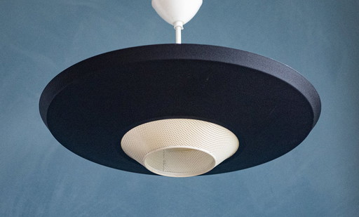 Vintage Philips Black and White Pendant Lamp By Louis Kalff
