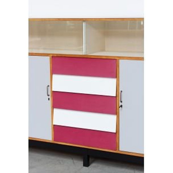 Image 1 of Vintage sideboard in beechwood and red formica, 1950-1960