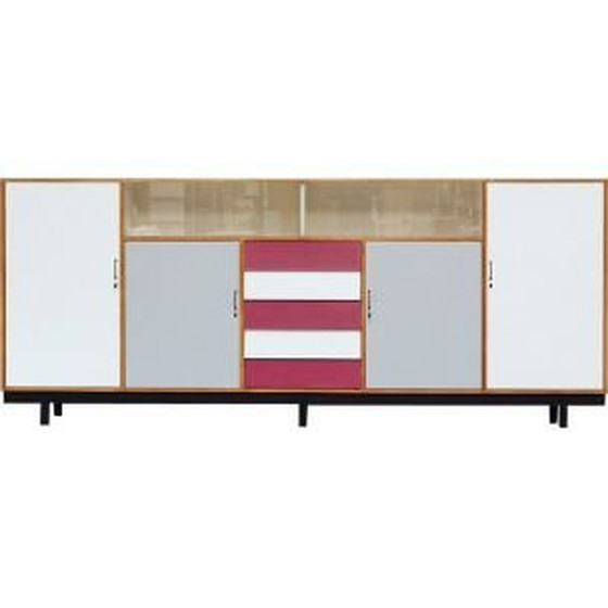 Image 1 of Vintage sideboard in beechwood and red formica, 1950-1960