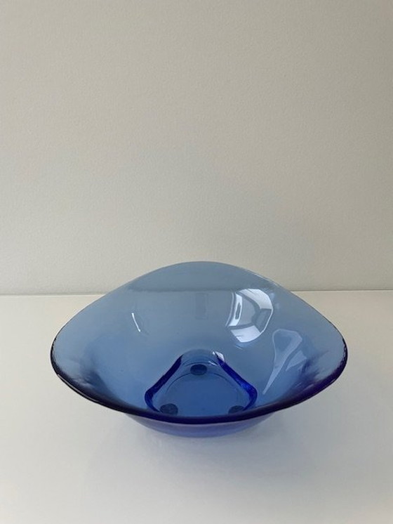 Image 1 of Bright Blue Glass Bowl In Triangle Shape