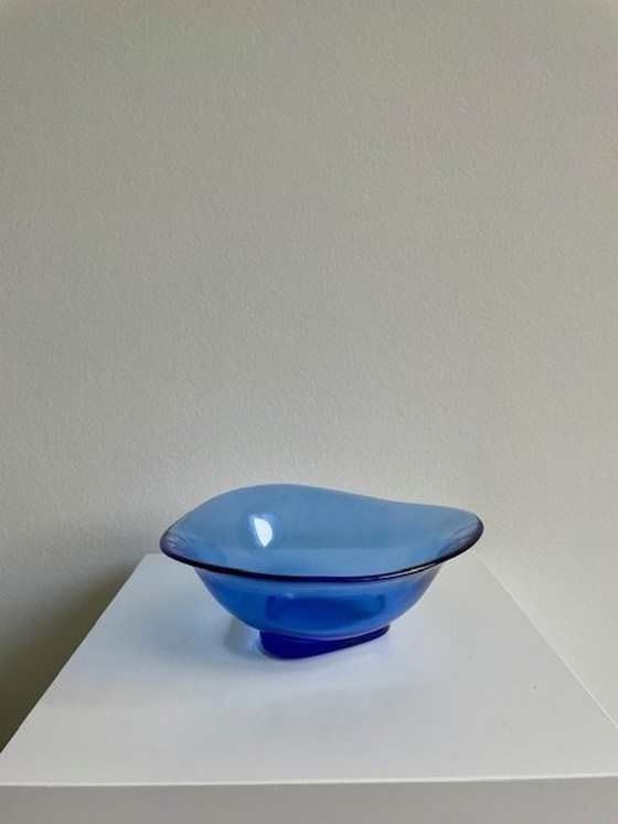 Image 1 of Bright Blue Glass Bowl In Triangle Shape