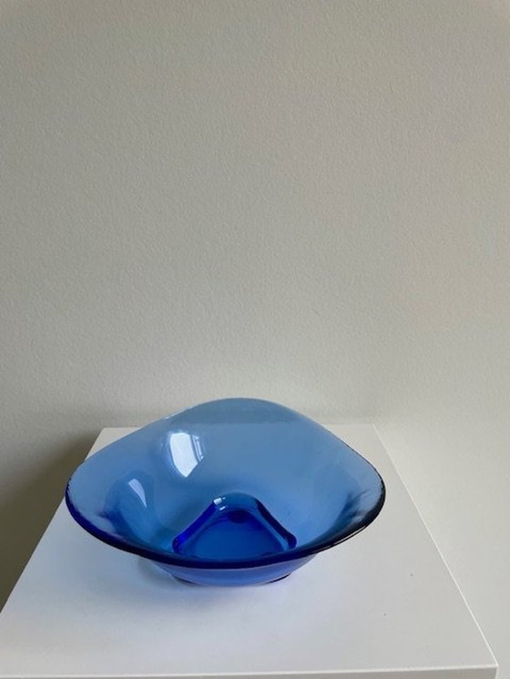 Image 1 of Bright Blue Glass Bowl In Triangle Shape