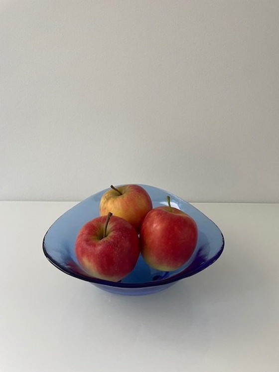 Image 1 of Bright Blue Glass Bowl In Triangle Shape