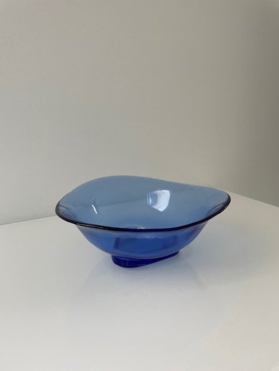 Image 1 of Bright Blue Glass Bowl In Triangle Shape