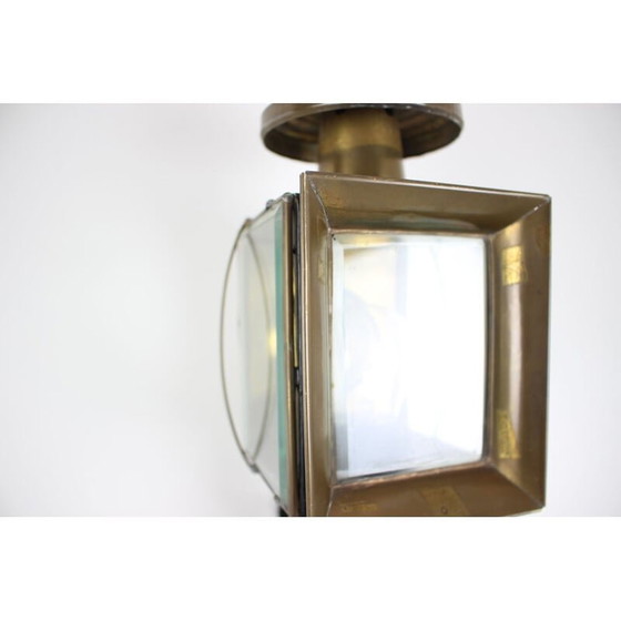 Image 1 of Vintage brass and glass wall lamp, Czech 1950