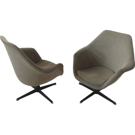 Pair of vintage metal armchairs, Czechoslovakia 1960