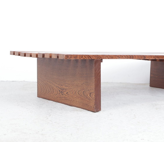 Image 1 of Banc vintage en wengé à larges lattes, 1960s