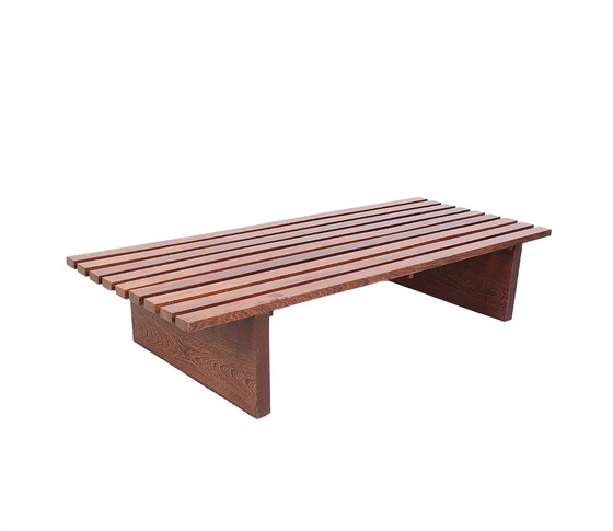 Image 1 of Banc vintage en wengé à larges lattes, 1960s