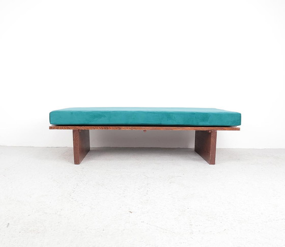 Image 1 of Banc vintage en wengé à larges lattes, 1960s