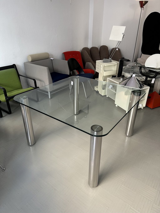 Original rare Marcuso glass dining table by Marco Zanuso for Zanotta, Italy, 1969