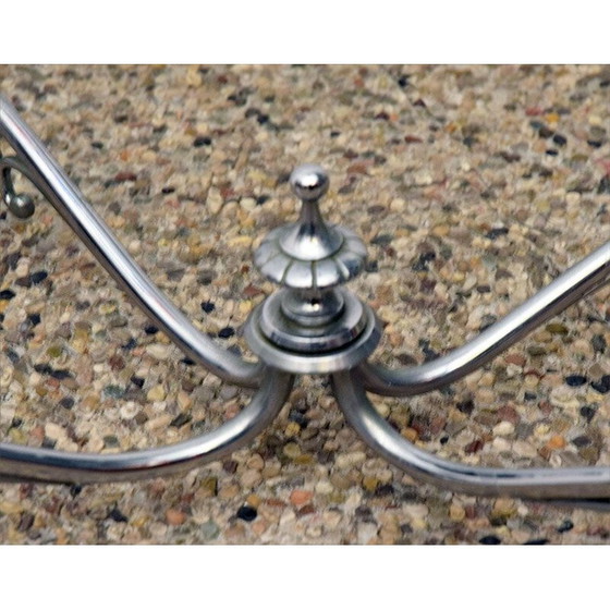 Image 1 of Tavolino da caffè vintage a due livelli in ottone cromato e cristallo, Italia 1950