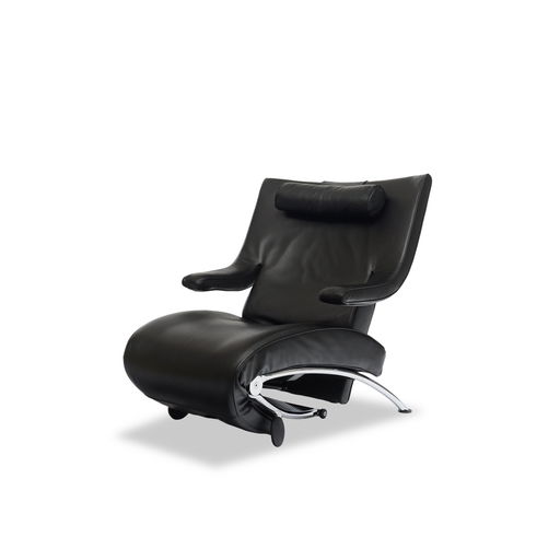 Wk Wohnen Solo Fauteuil Fonction chaise longue Cuir Noir