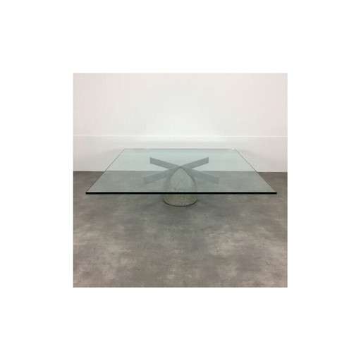 Vintage paracarro coffee table in crista glass by Giovanni Offredi for Saporiti, Italy 1970
