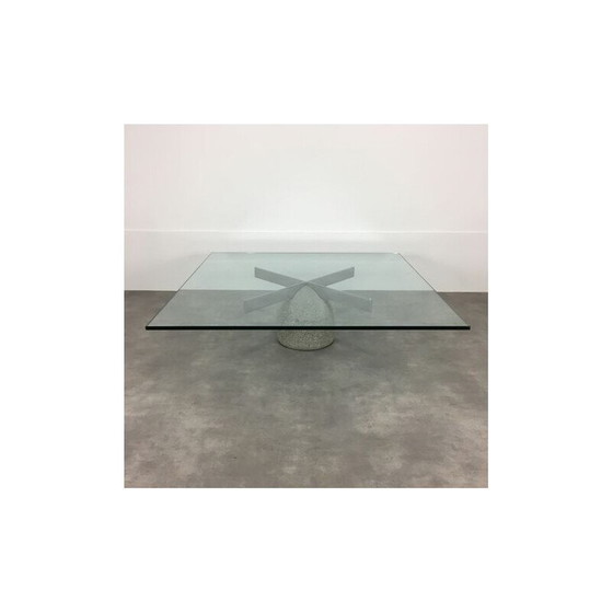 Image 1 of Vintage paracarro coffee table in crista glass by Giovanni Offredi for Saporiti, Italy 1970
