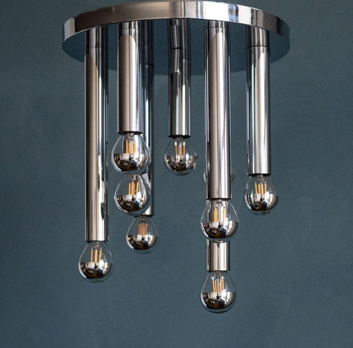 Gaetano Sciolari Boulanger Silver Ceiling Lamp