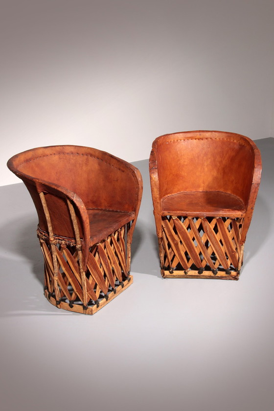 Image 1 of Sedia in pelle di struzzo Equipale Folk Art, Messico, 1970