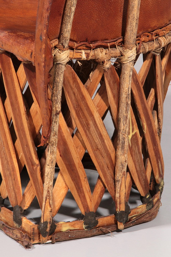 Image 1 of Sedia in pelle di struzzo Equipale Folk Art, Messico, 1970