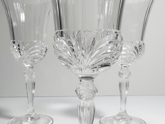 Image 1 of 5X Italian crystal glasses wine 80s shell decor