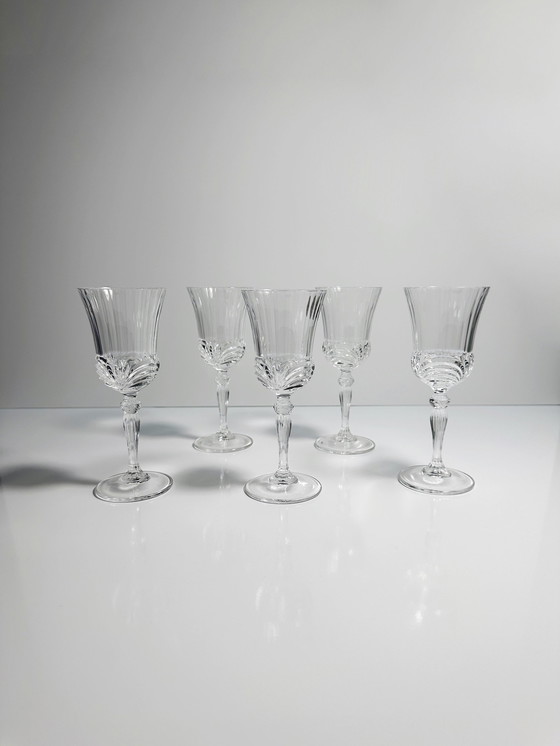 Image 1 of 5X Italian crystal glasses wine 80s shell decor