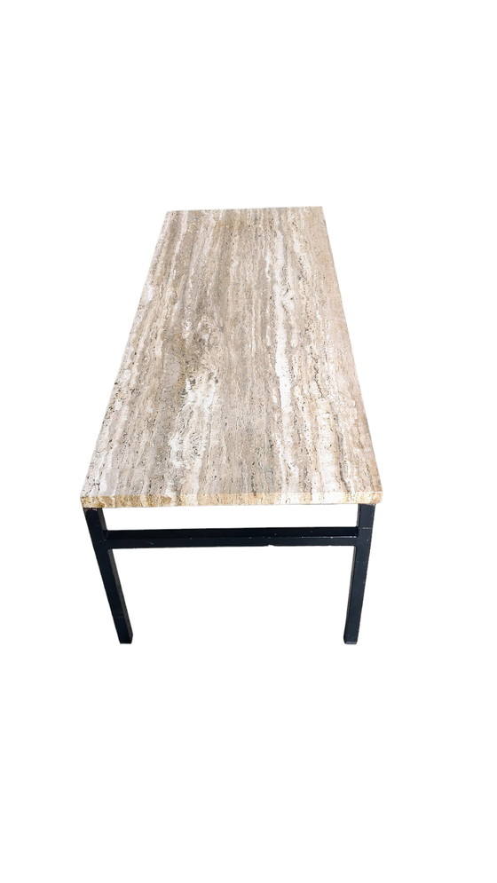 Image 1 of Travertine coffee table, metal frame, 1960s