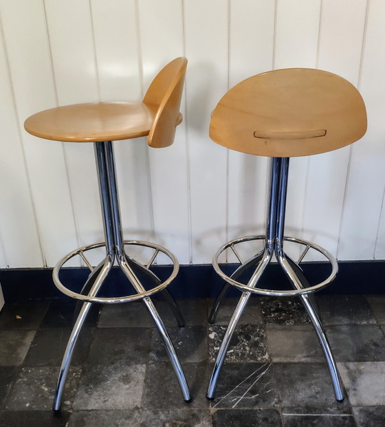 Image 1 of Set of two Effezeta Italian bar stools, 2000s