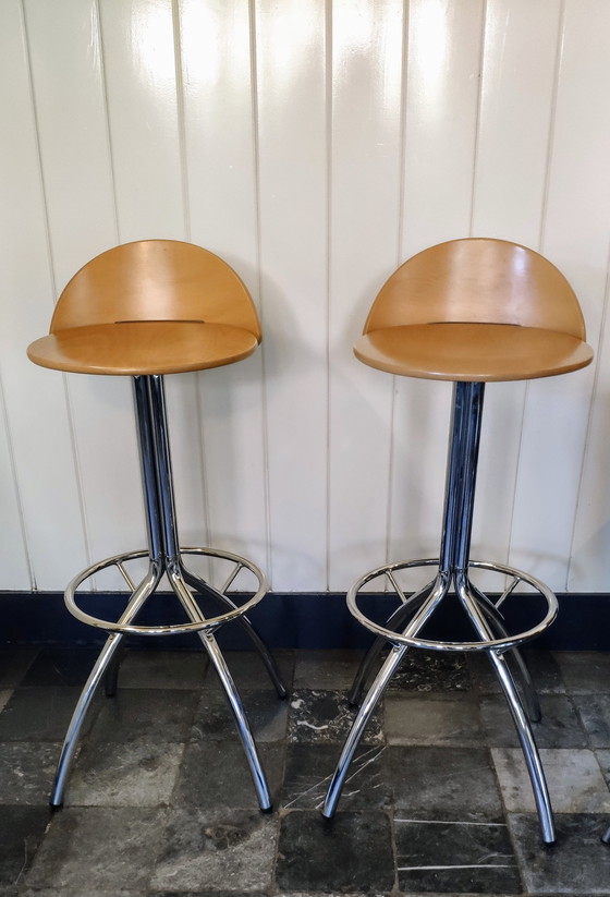 Image 1 of Set of two Effezeta Italian bar stools, 2000s