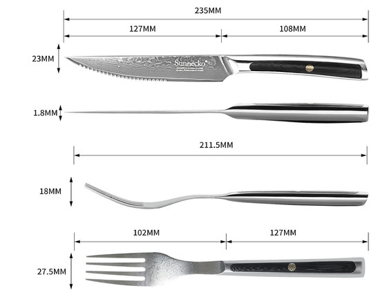 Image 1 of Fork And Knife With Japanese Steel Handle