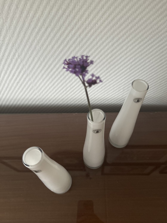 Image 1 of 3x Vintage vases hand blown white