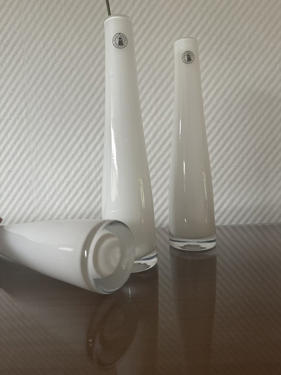 Image 1 of 3x Vintage vases hand blown white