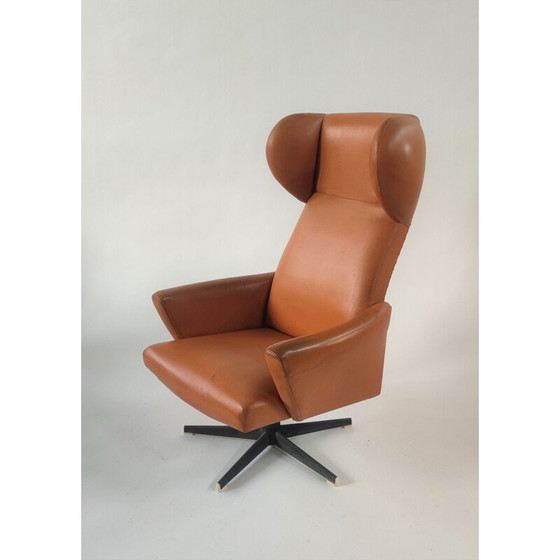 Image 1 of Vintage swivel wing armchair by Dřevotvar Pardubice, Czechoslovakia 1970s