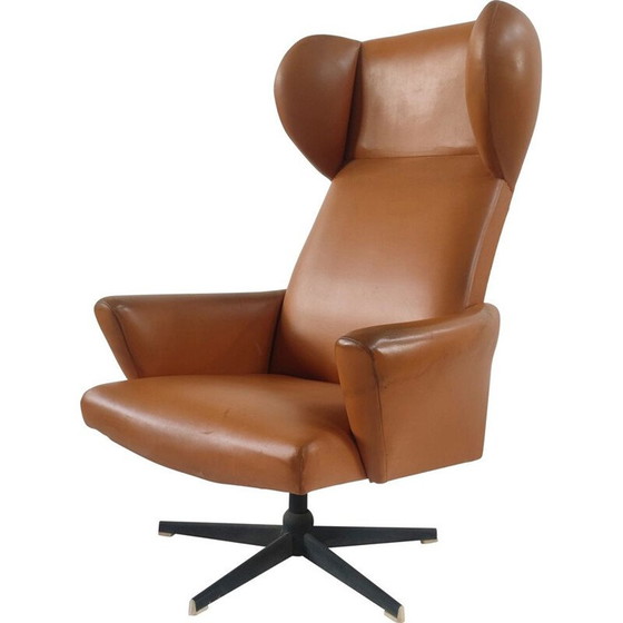 Image 1 of Vintage swivel wing armchair by Dřevotvar Pardubice, Czechoslovakia 1970s