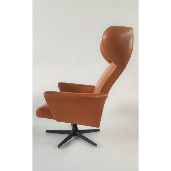 Image 1 of Vintage swivel wing armchair by Dřevotvar Pardubice, Czechoslovakia 1970s