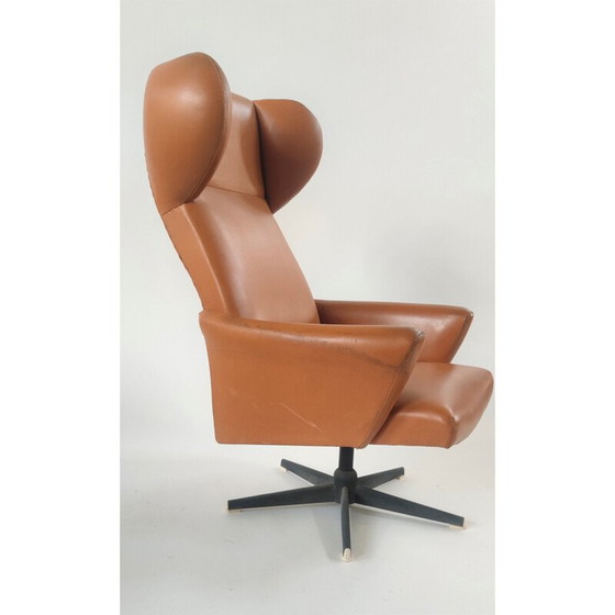 Image 1 of Vintage swivel wing armchair by Dřevotvar Pardubice, Czechoslovakia 1970s
