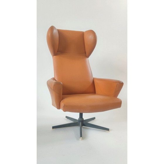 Image 1 of Vintage swivel wing armchair by Dřevotvar Pardubice, Czechoslovakia 1970s