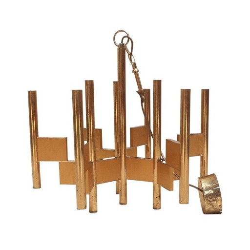 Vintage brass chandelier by Gaetano Sciolari, 1970