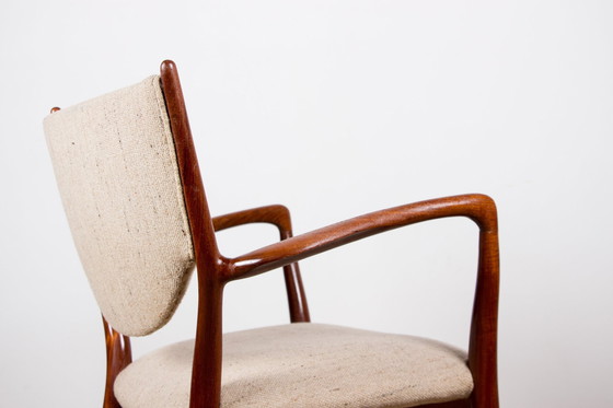 Image 1 of Teak and fabric Danish armchair Model Bo-72 by Finn Jhul for Bovirke 1946.