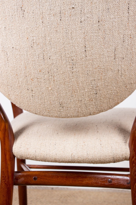 Image 1 of Teak and fabric Danish armchair Model Bo-72 by Finn Jhul for Bovirke 1946.