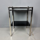 Mid - Century Side Table Black Glass/Chrome