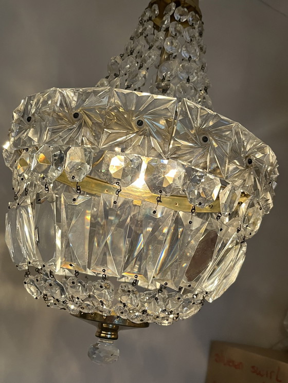 Image 1 of Lampadario a sospensione vintage in cristallo tascabile 